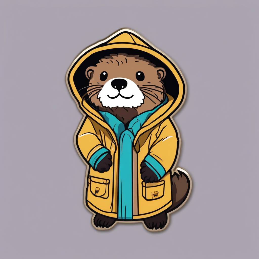 a sea otter in a raincoat three sizes too big, extremely pleased with itself